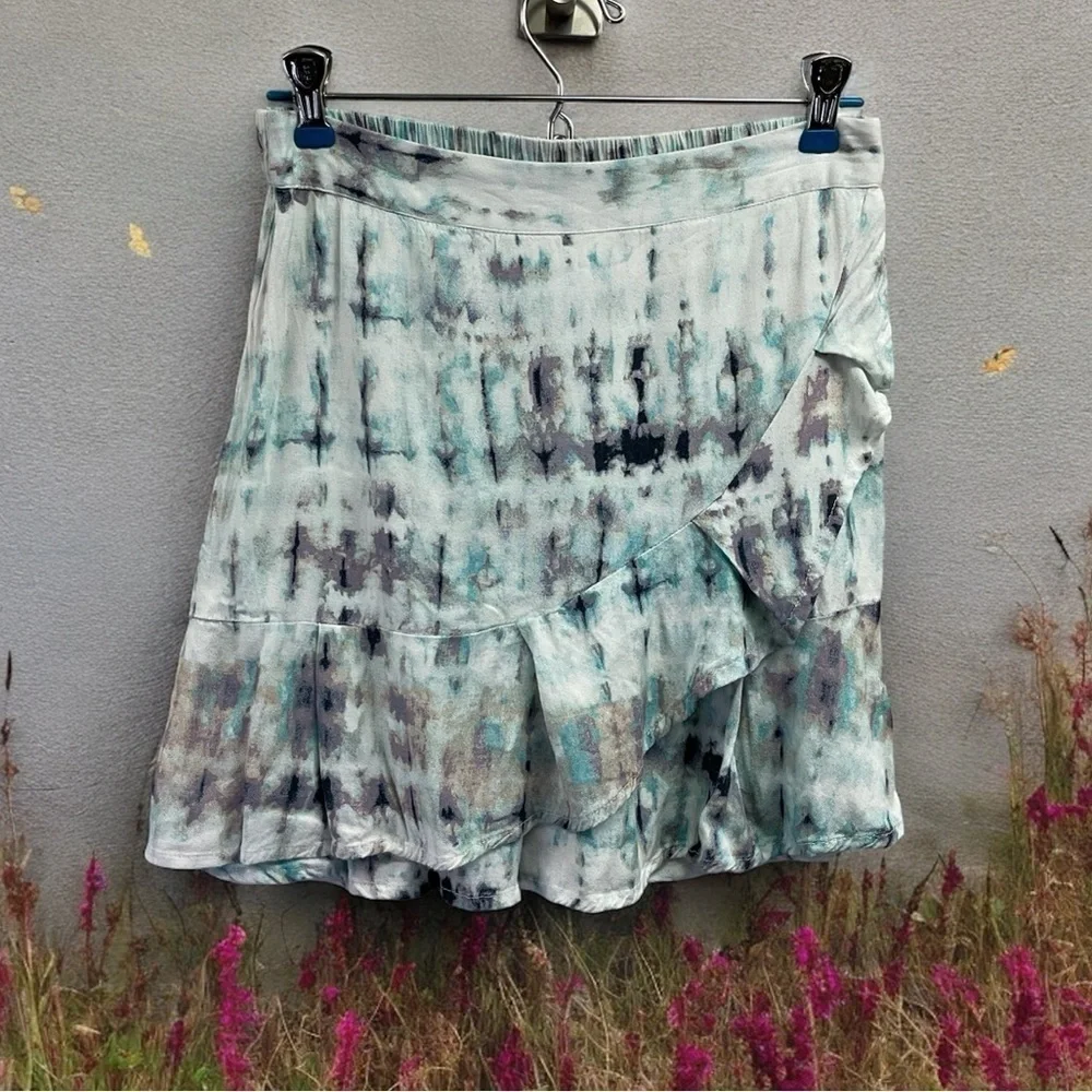 Sim & Sam Faux Wrap Ruffle Tie Dye Skirt